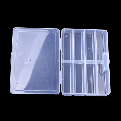 Récipients de stockage de perles en matière plastique, 8 compartiments, rectangle