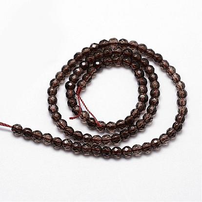 Perlas de cuarzo ahumado naturales hebras, facetados, rondo