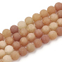 Natural Red Aventurine Beads Strands, Frosted, Round