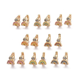 Радужные сверкающие кубические циркониевые серьги-кольца для девочек и женщин, без свинца, без никеля и без кадмия, настоящие 18 позолоченные серьги с эмалью из латуни
