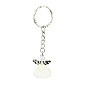 Angel Shell Pendant Keychain, with Iron Keychain Ring