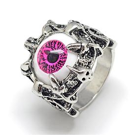 Сплав смолы палец кольца, широкая полоса кольца, глаз, античное серебро