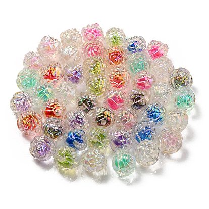 Placage uv perles acryliques irisées arc-en-ciel, perle bicolore en perle, rose