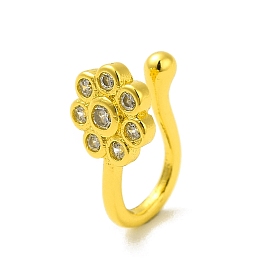 Clip de fleur de zircone cubique clair sur les anneaux de nez, manchette de nez en laiton bijoux non perçants pour femmes
