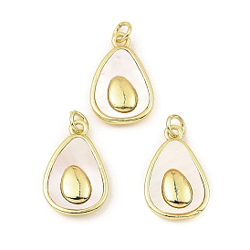 Rack Plating Real 18K Gold Plated Brass Fruit Pendants, Avocado Charms with Shell, Long-Lasting Plated, Lead Free & Cadmium Free