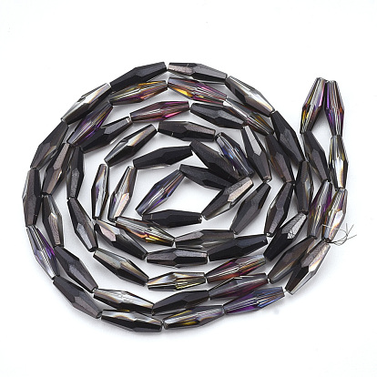 Electroplated Glass Beads Strands, AB Color Plated, Faceted, Oval