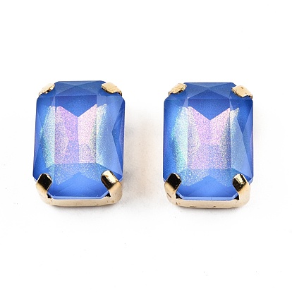 Aurora (jm) coser en diamantes de imitación, diamantes de imitación de cristal facetado, Enlaces multifilares, con monturas de latón dorado, octágono rectángulo