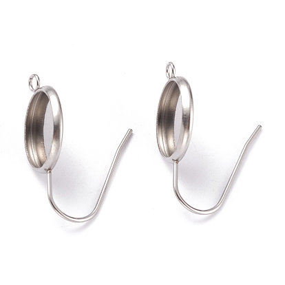 304 Stainless Steel Earring Settings, with Vertical Loop, Flat Round