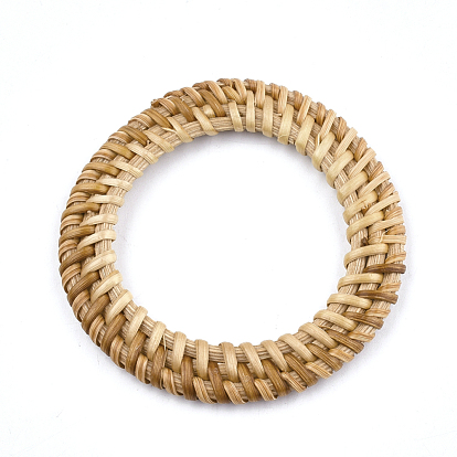 Reed caña hecha a mano / anillos de unión de ratán tejidos, Para hacer pendientes de paja y collares., anillo