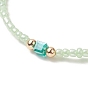 Glass Seed Bead Beaded Bracelets for Women, Brass Beads Stretch Bracelets