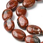 Natural Red Jasper Beads Strands, Flat Oval