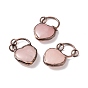 Natural Gemstone Pendants, with Red Copper Tone Brass Findings, Heart, Cadmium Free & Lead Free