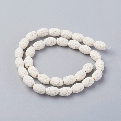 Brins de perles de pierre de lave naturelle, teint, riz