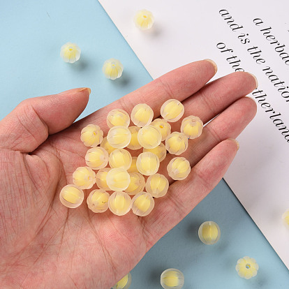 Perles acryliques transparentes, givré, Perle en bourrelet, citrouille