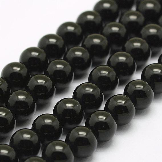 Naturelles quartz noir brins de perles, ronde
