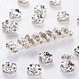 Brass Middle East Rhinestone Spacer Beads, Silver Color Plated, Nickel Free