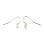 304 Stainless Steel Earring Hooks, Flat Earring Hooks, Ear Wire, with Acrylic Beads and Horizontal Loop, Stainless Steel Color