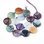 Dyed Natural Agate Beads Strands, Flat Round