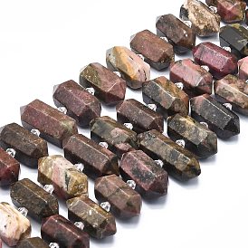 Rhodonite naturelles brins de perles, facette, pointu/puce à double terminaison