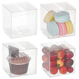 Foldable Transparent PET Box, for Wedding Party Baby Shower Packing Box, Square