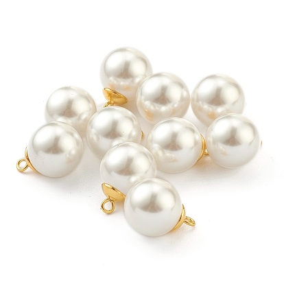 304 Stainless Steel Charms, with White Plastic Imitation Pearl Beads