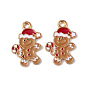 Christmas Alloy Enamel Pendants, Gingerbread Man Charm, Light Gold