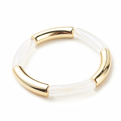 Bracelet extensible épais en tube incurvé en acrylique pour femme
