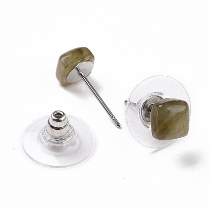 Gemstone Ear Studs, with 304 Stainless Steel Ear Studs