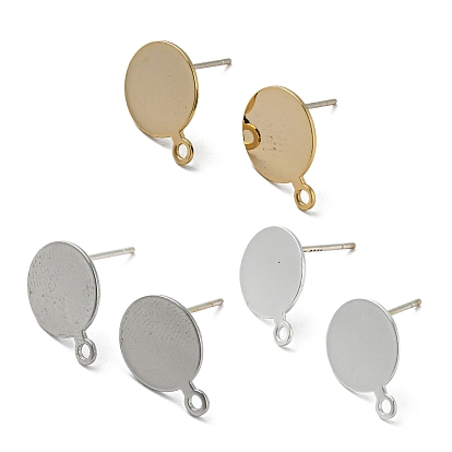 Brass Stud Earring Findings, with 925 Silver Pin, Long-Lasting Plated, Cadmium Free & Lead Free