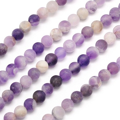 Frosted Round Natural Chevron Amethyst Beads Strands