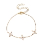 Shell Pearl Beaded Cross Link Bracelet, Brass Jewelry for Women