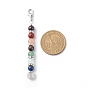 7 Gemstone Beaded Pendant Decoration, with Copper Wire and Zinc Alloy Lobster Claw Clasps