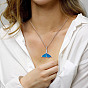 SHEGRACE 925 Sterling Silver Pendant Necklaces, with Epoxy Resin and Cable Chains, Whale Tail Shape