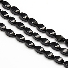 Torsion naturelle perles obsidienne brins, 12x6x6mm, Trou: 1mm, Environ 33 pcs/chapelet, 15.74 pouce