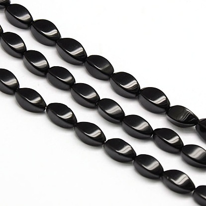 Cuentas de obsidiana de torsión natural de hebras, 12x6x6 mm, agujero: 1 mm, sobre 33 unidades / cadena, 15.74 pulgada