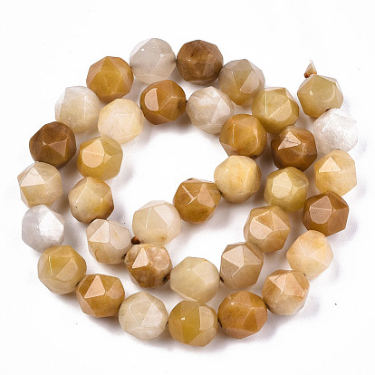 Topaze naturelles perles de jade de brins, étoiles coupées perles rondes, facette