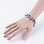 Bracelets multi-brins en pierres naturelles réglables, bracelets de fil de nylon, avec quartz rose naturel et perles de nacre