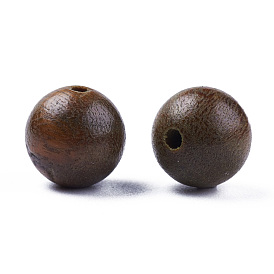 Perles de bois de véra, perles en bois naturel, non teint, ronde