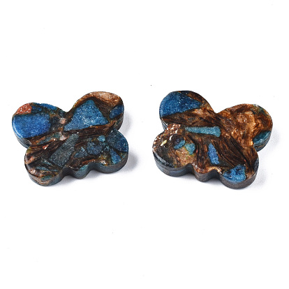 Papillon assemblé bronzite naturelle et perles de pierres précieuses naturelles et synthétiques
