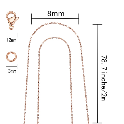 Bricolage 304 kits de fabrication de collier de chaînes de câble en acier inoxydable, y compris les chaînes 2m, fermoirs à pince de homard et anneaux de saut
