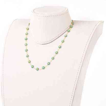 Ожерелья и браслеты из звеньев маргаритки комплекты украшений, с латунными эмалевыми звеньями, бордюрная удлинительная цепь и застежки-клешни