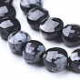 Natural Snowflake Obsidian Beads Strands, Faceted, Flat Round