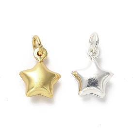 925 Sterling Silver Pendants, Star Charms with Jump Rings