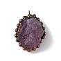 Natural Gemstone Pendants, Nuggets Charms with Red Copper Plated Brass Chains, Lead Free & Cadmium Free