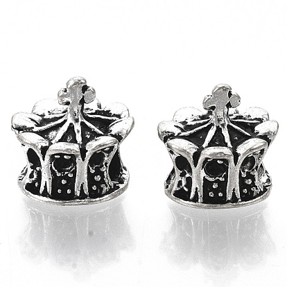 Alliage de style tibétain supports perle européennes de strass, Perles avec un grand trou   , sans cadmium et sans plomb, couronne