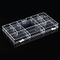Polystyrene Bead Storage Containers, with Cover and 12 Grids, for Jewelry Beads Small Accessories, Rectangle