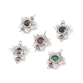 Tibetan Style Alloy Links Connector, with Natural Stone, Flower