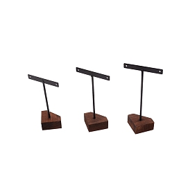 Iron Earring Stands Set, with Walnutwood Diamond Chassis