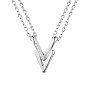 SHEGRACE Wonderful 925 Sterling Silver Necklaces, with AAA Cubic Zircon Paved V Pendant