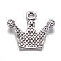 Tibetan Style Pendant Rhinestone Settings, Crown, Lead Free and Cadmium Free, with Word Princess